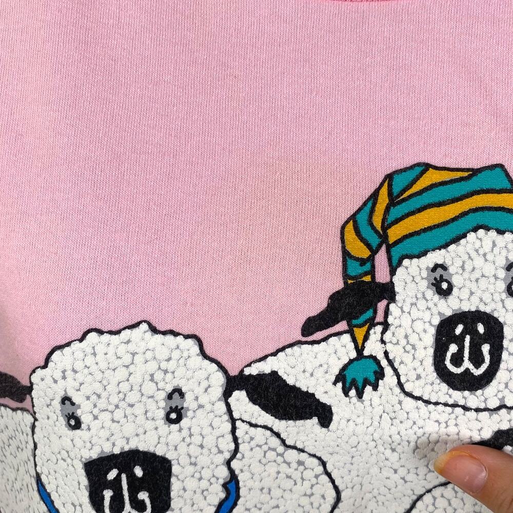 Vintage 1997 Artisans Sheep Shirt Sweatshirt Dress L/XL Pink Grannycore Kitsch - Picture 11 of 11